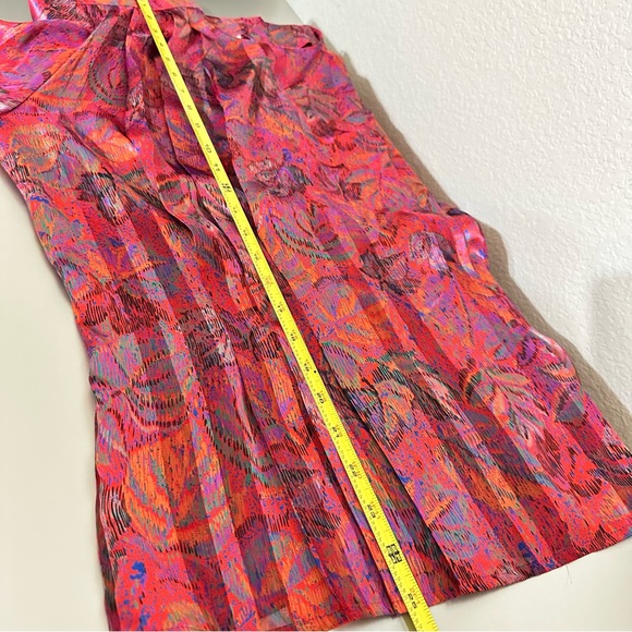 Vintage TESS Abstract Print Blouse 80s Colorful Long Sleeve Button Back Top Sz 8 - Picture 9 of 12